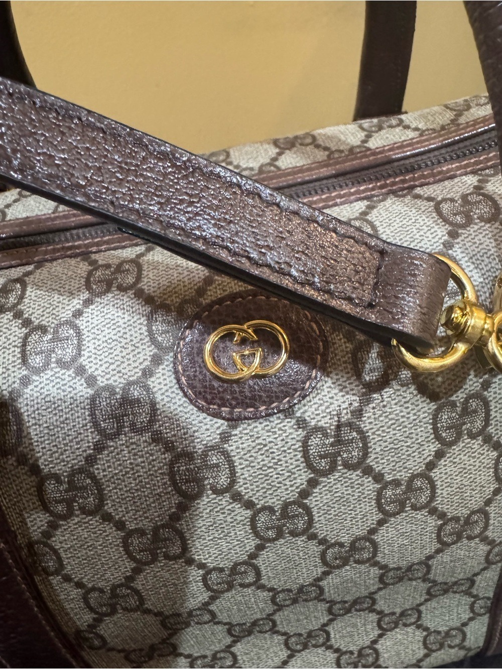 Gucci Beige GG Canvas & Leather Boston Satchel with Gold Hardware, Dust Bag - Picture 2 of 16